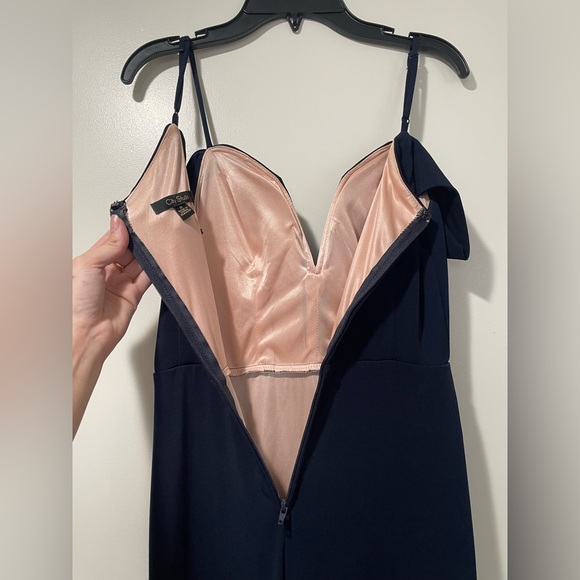 Elegant Navy Off-Shoulder Evening Dress/ Wedding Guest Dress - Picture 8 of 8